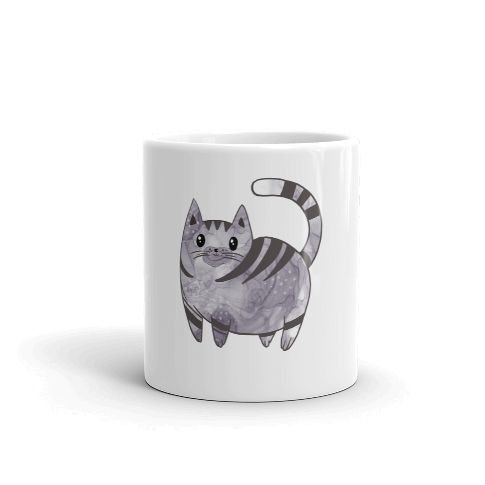 White glossy cat mug - Image 4