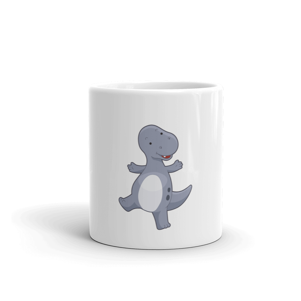 White glossy dinosaur mug - Image 4