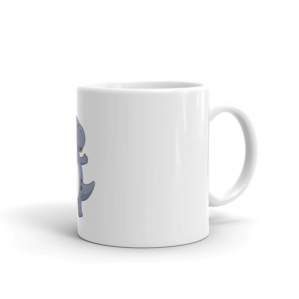 White glossy dinosaur mug - Image 2